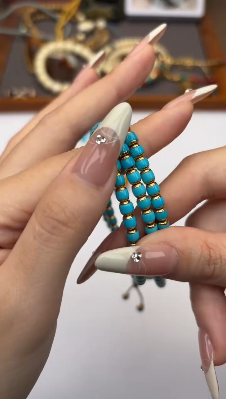 【闪购商品】绿松石手串18K金镶嵌松石手串