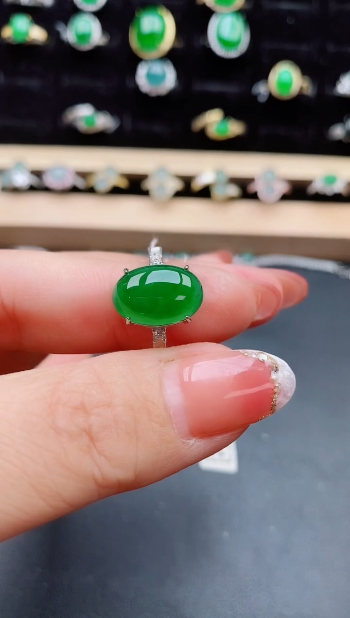 【闪购商品】翡翠戒指银S925镶嵌08500