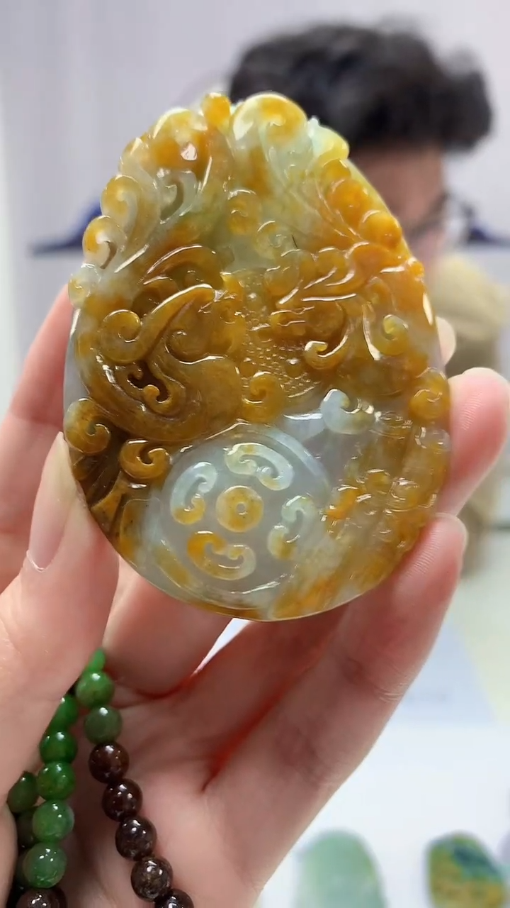 【闪购商品】定制翡翠未镶嵌4688zm-毛货赠珠链龙凤145