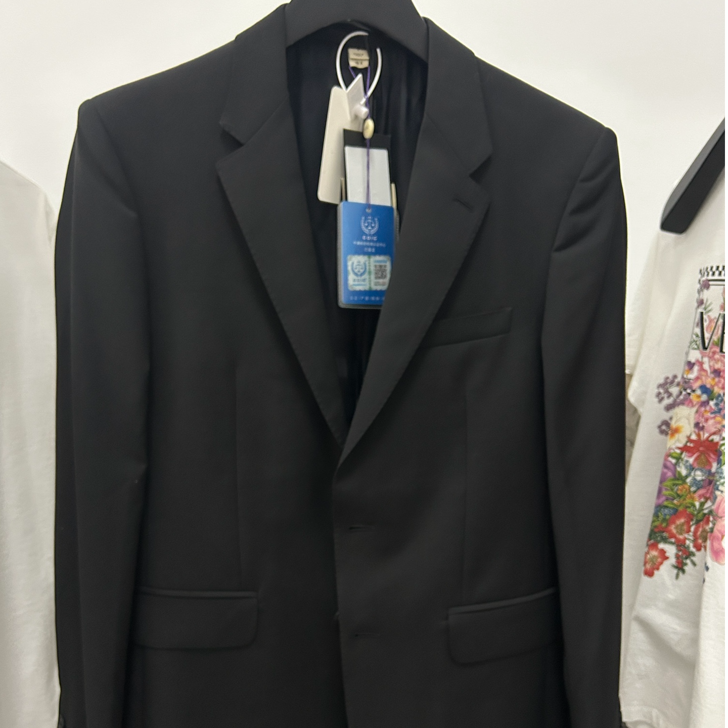 全新未使用 BURBERRY/博柏利 男款收腰款经典黑色西服外套修身
