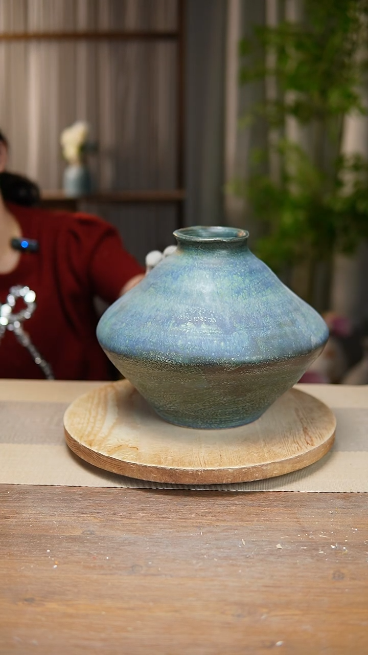 【闪购商品】陶瓷花器蓝绿飞碟