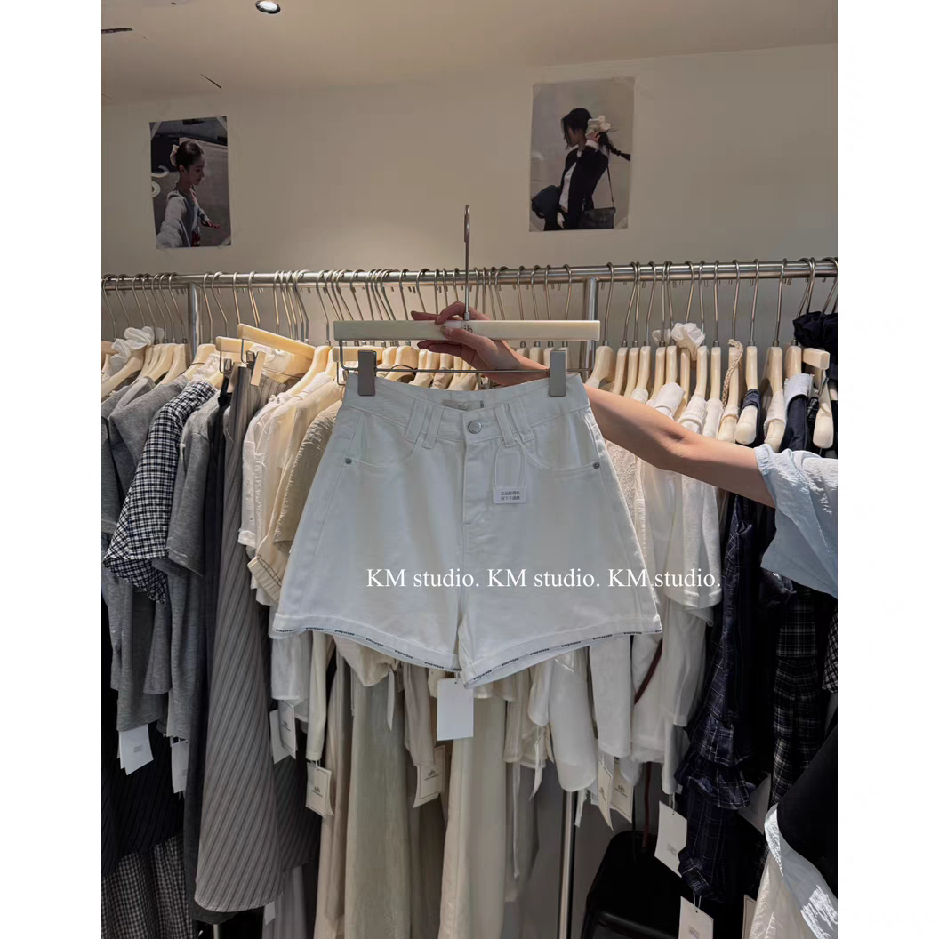 60067#欧货高腰牛仔短裤夏季新款设计感显瘦A字阔版