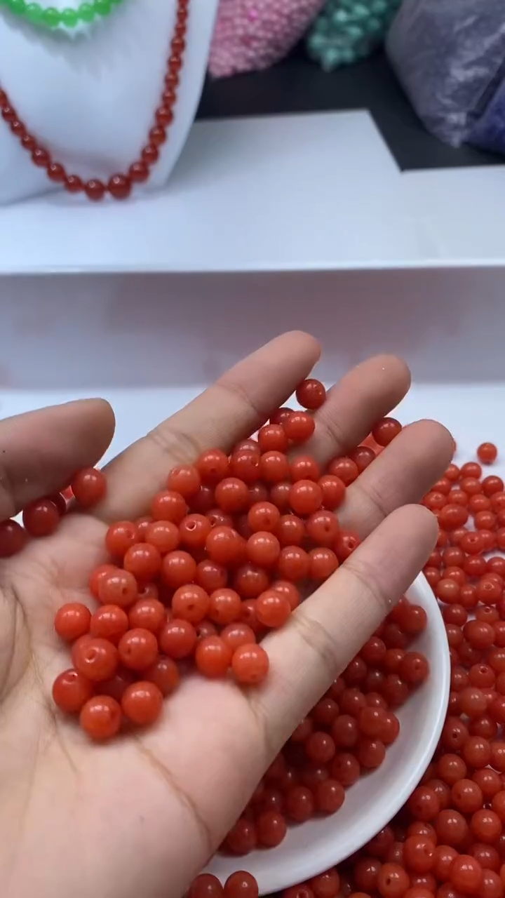 未镶嵌颈饰玛瑙/玉髓W1548-云南保山肉南红色6mm*30颗