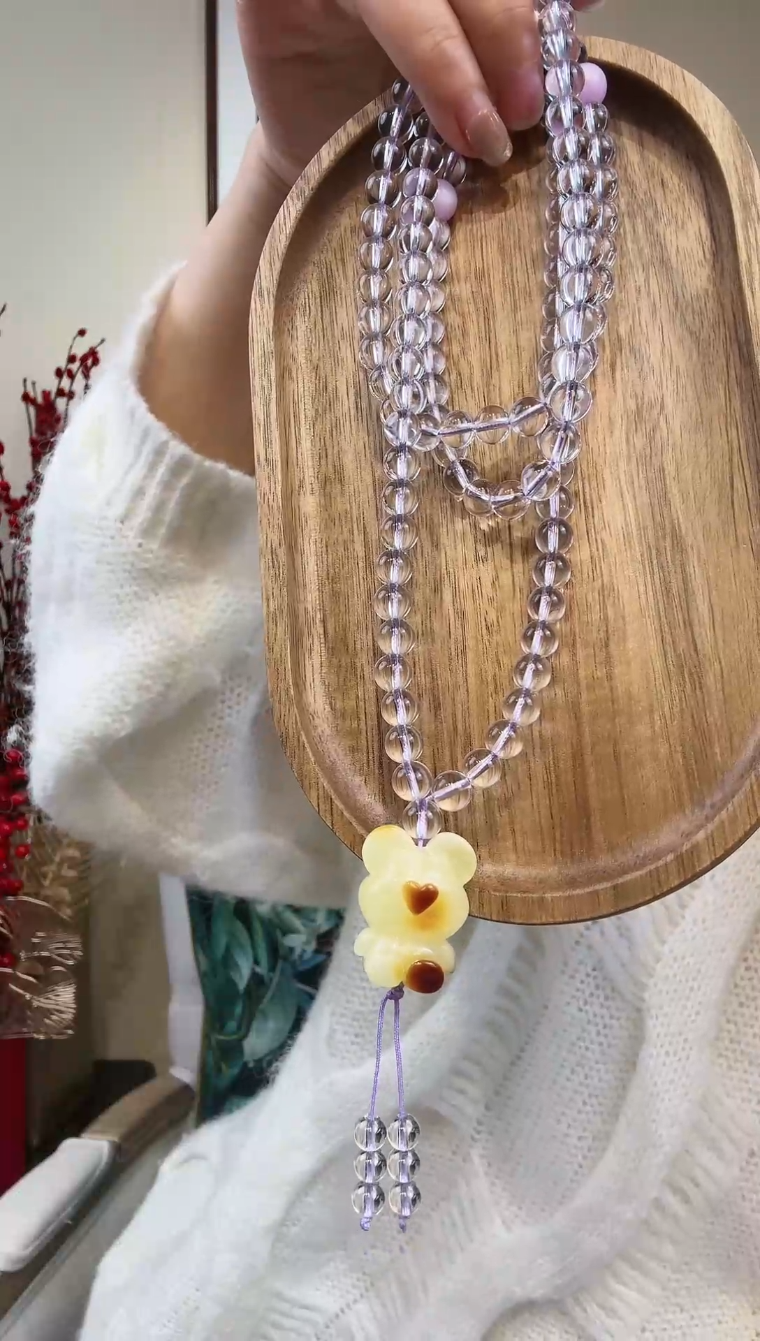 【闪购商品】水晶颈饰未镶嵌108颗小熊吊坠