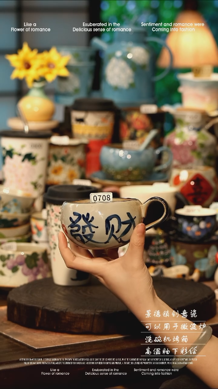 陶瓷景德镇高温釉下彩手工手绘款式@A0708@