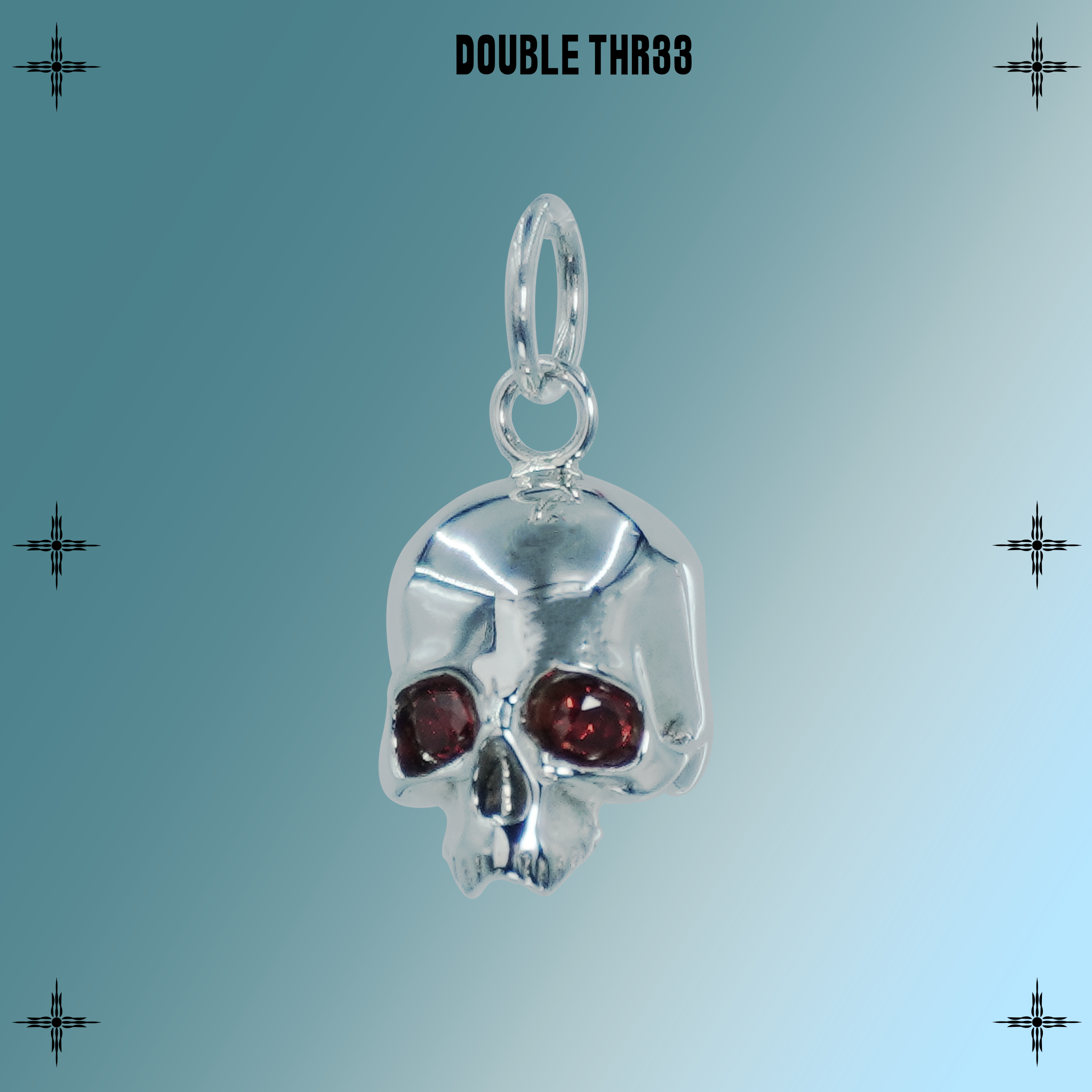 DOUBLE THR33 吊坠925银 圣灵骷髅 （平等/重生/永恒）手工925银饰