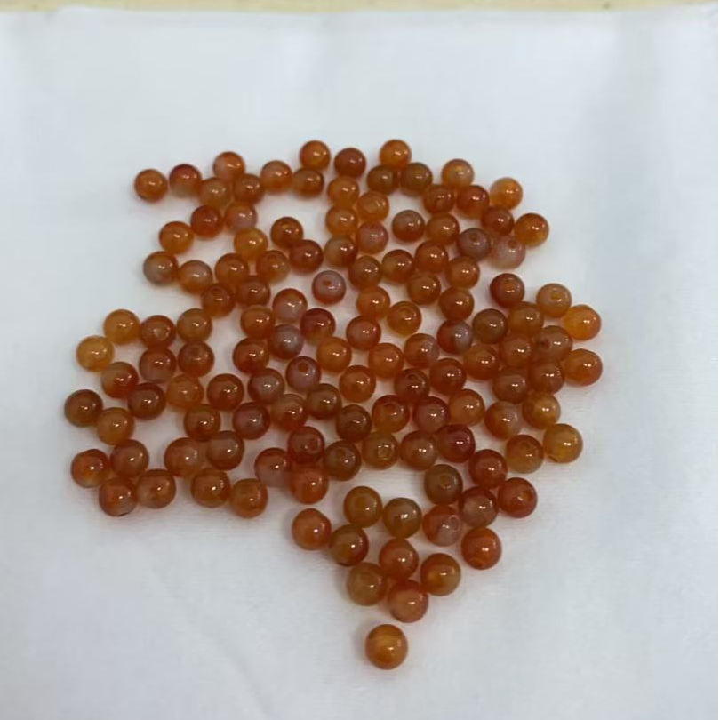 翡翠圆珠 天然红翡 卡4 一粒