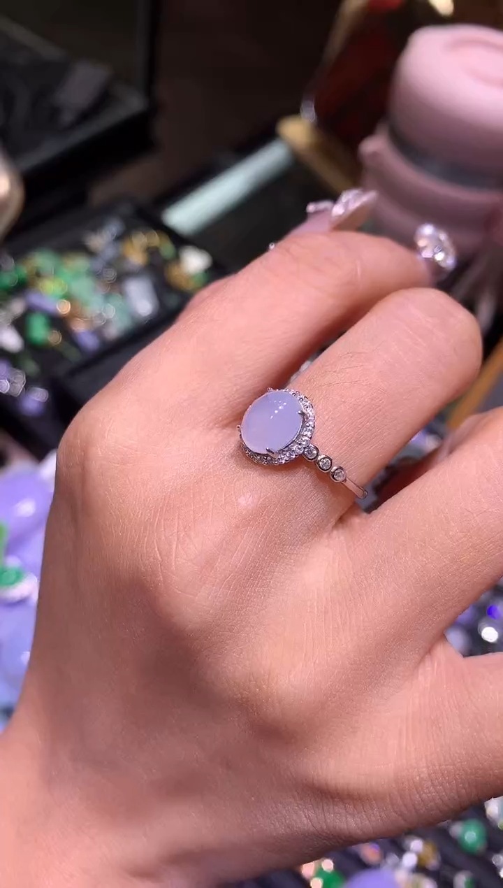 【闪购商品】翡翠吊坠(不含链)银S925镶嵌戒指