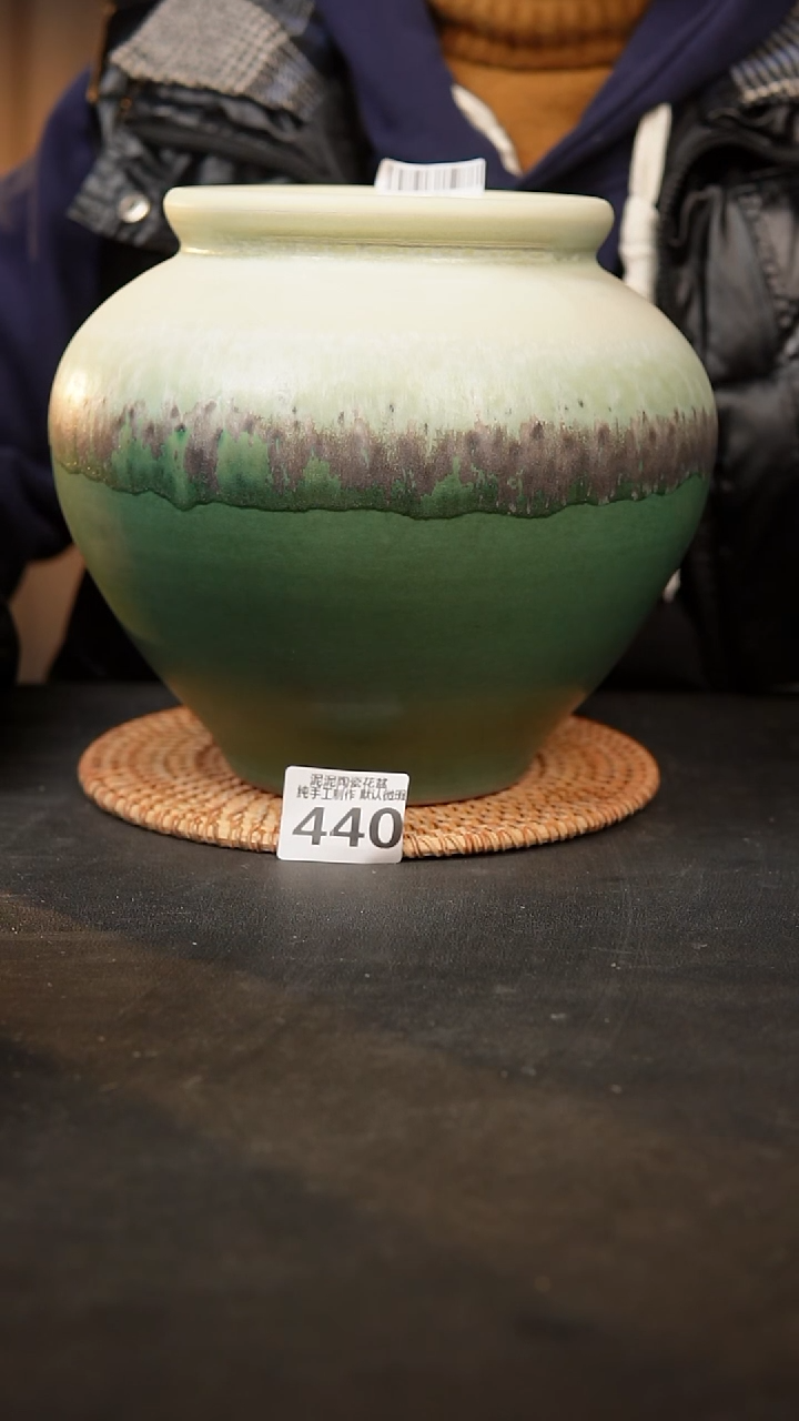 【闪购商品】瓷片440泥泥手工花盆口13高20