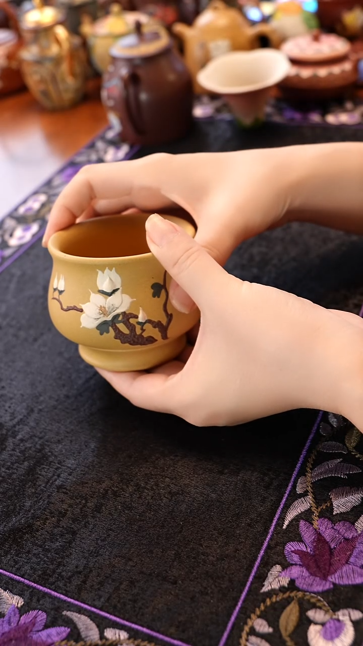 茶壶紫砂黄段玉兰杯