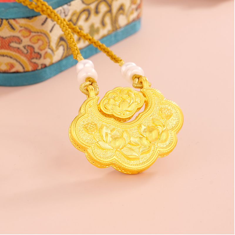 【木木专享】足金999投资金 足金莲花锁（编绳款） BP 90405