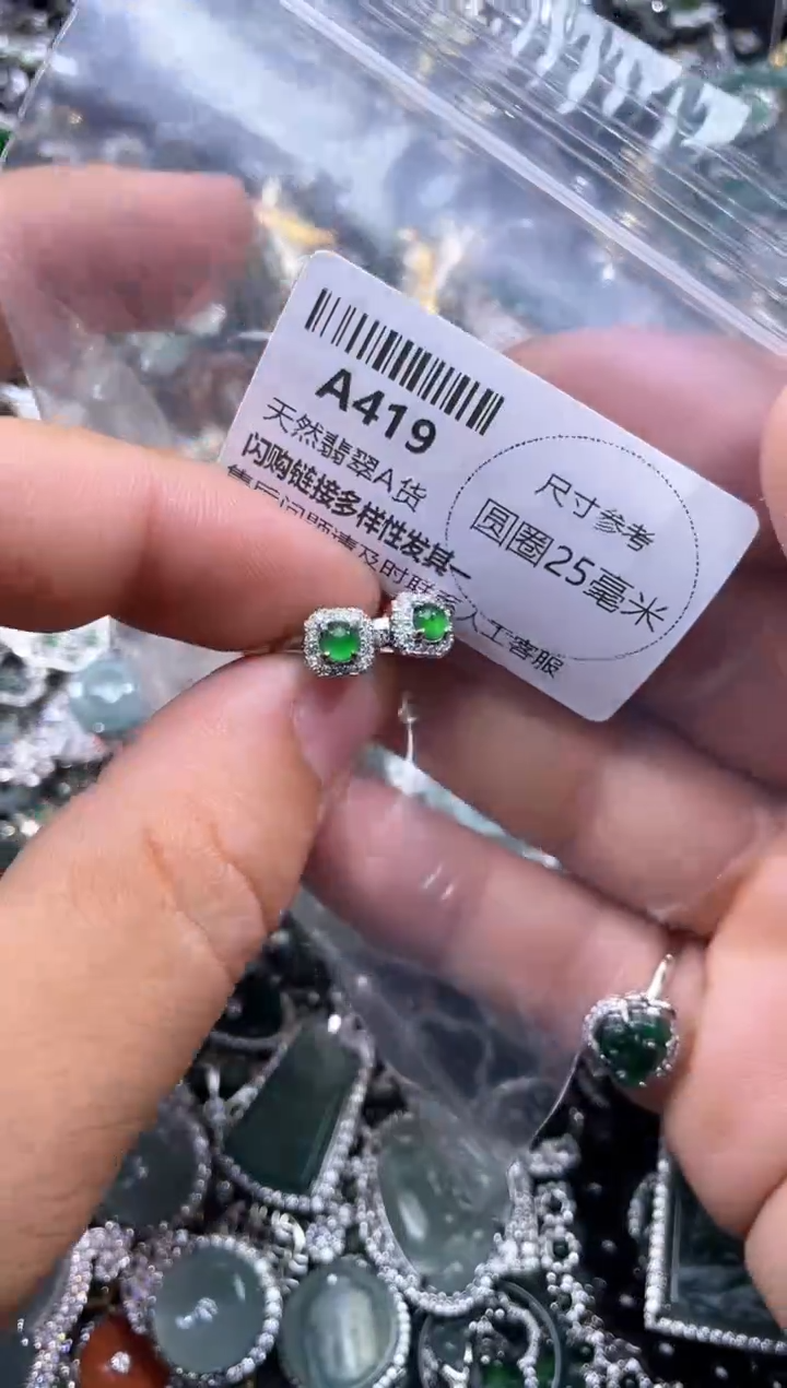 【闪购商品】翡翠颈饰未镶嵌A419耳扣