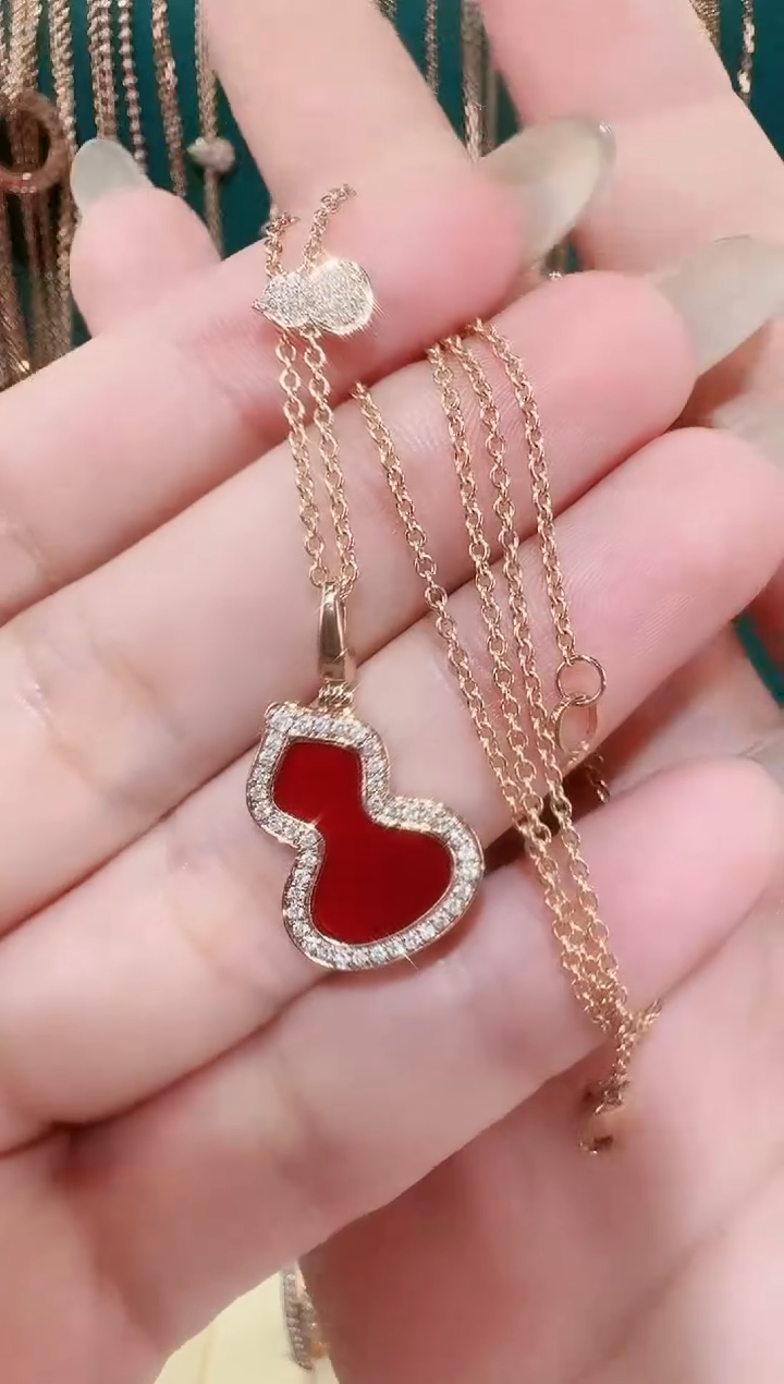 【闪购商品】钻石套链18K金镶嵌红色葫芦套链