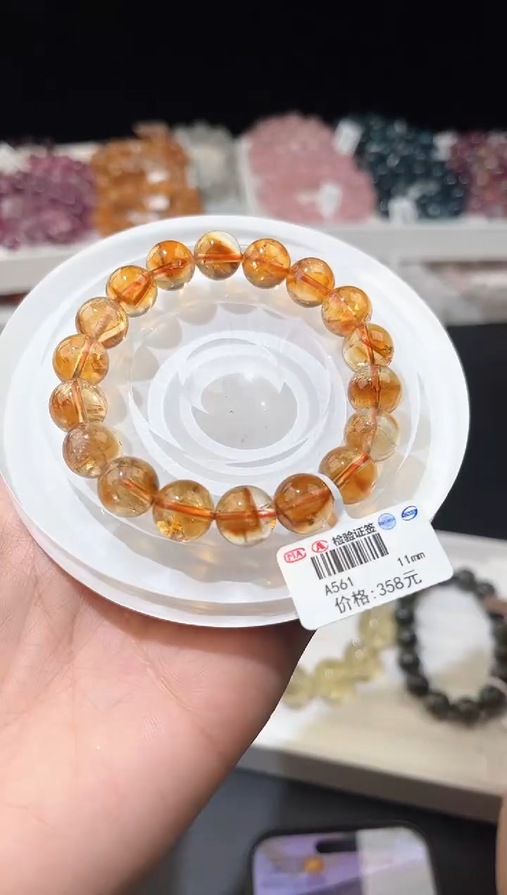 【闪购商品】水晶手链未镶嵌多样性发一黄塔11mm