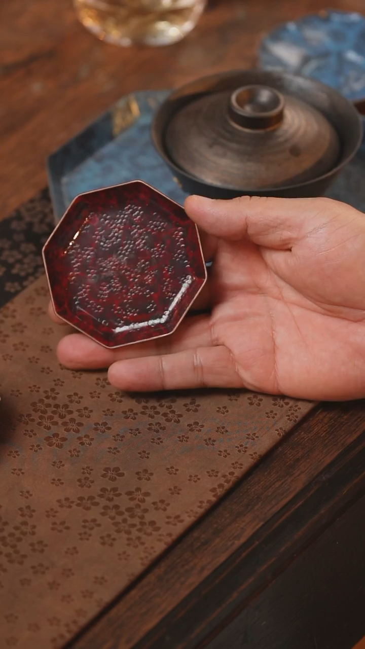 孤品八方杯垫春喜铜杯垫