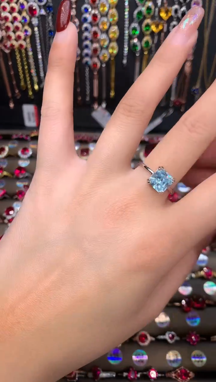 【闪购商品】海蓝宝石戒圈银S925镶嵌银色