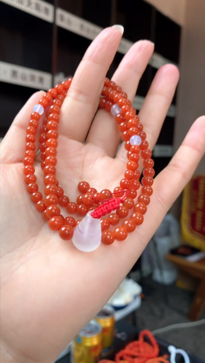 【闪购商品】南红玛瑙项链未镶嵌原矿南红卡5锦红多绕