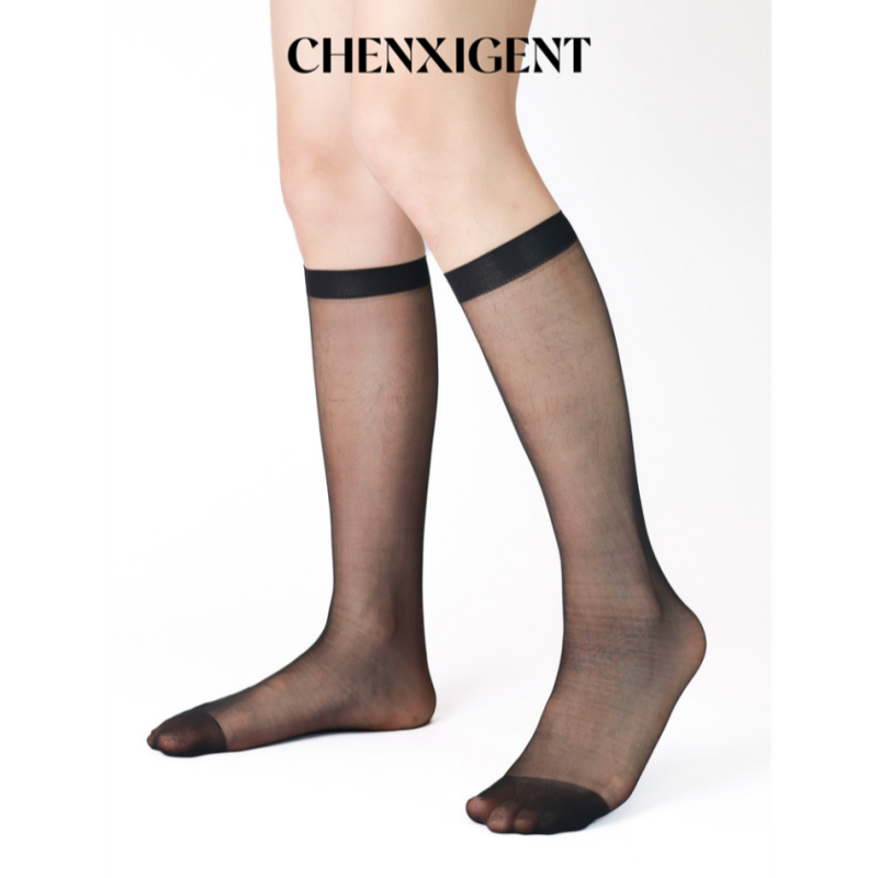 CHENXIGENT素面经典系列男士正装黑色35D平板中筒丝袜
