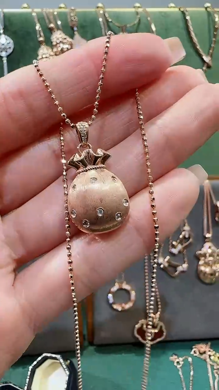 【闪购商品】钻石吊坠(不含链)18K金镶嵌18K金钻石福袋吊坠