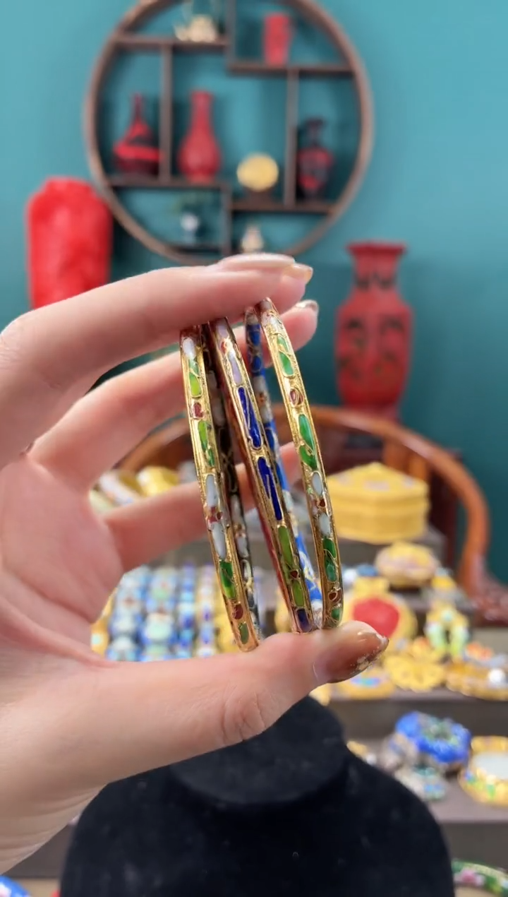 景泰蓝金地细镯子三个58-64