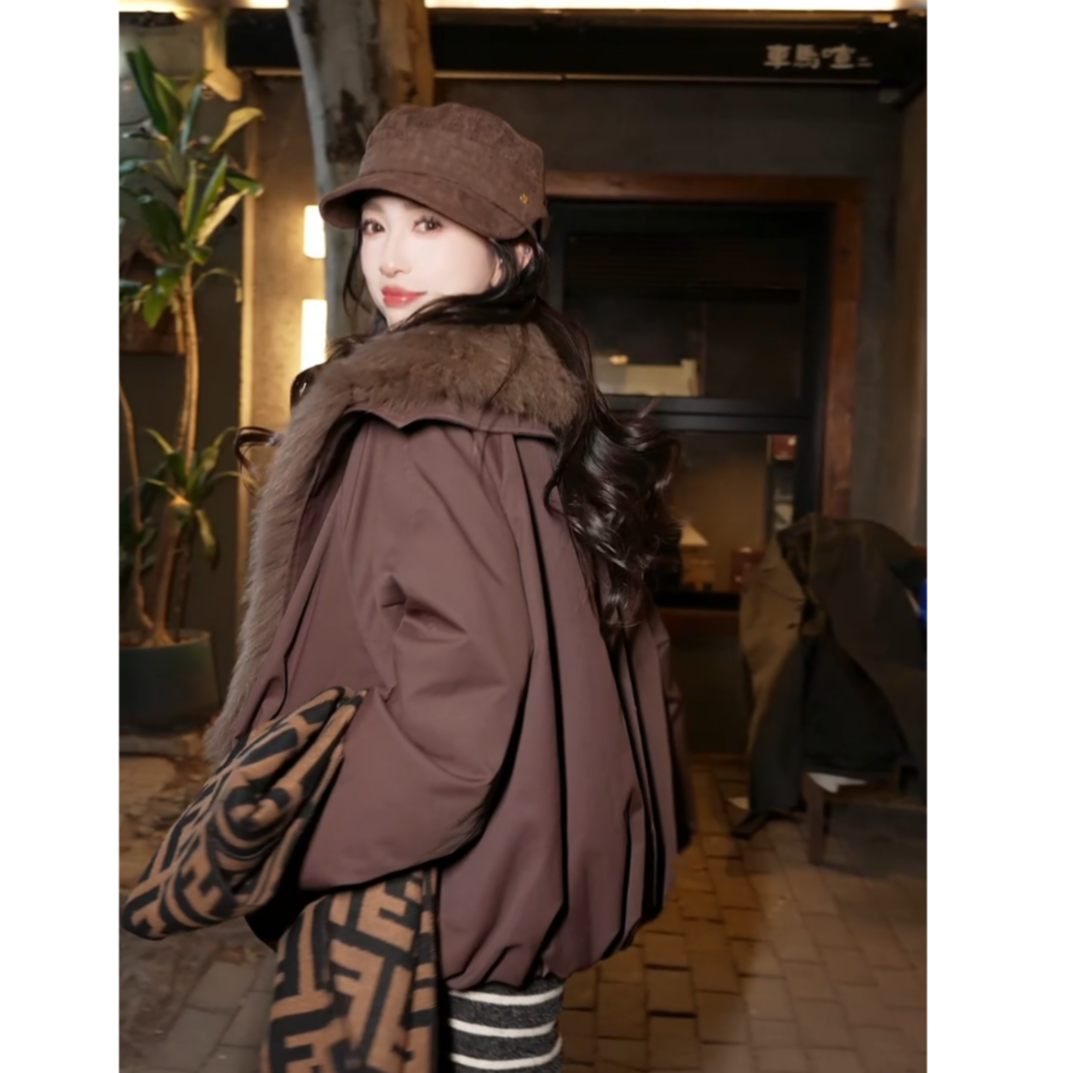 【狐狸毛+鹅绒】2025年新款冬季超大狐狸毛领派克服鹅绒羽绒服