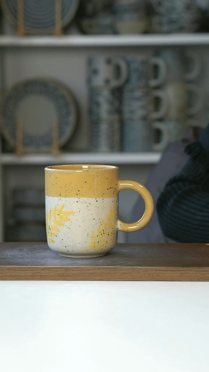 陶出法手绘松柏马克杯380ml@4-2@微瑕