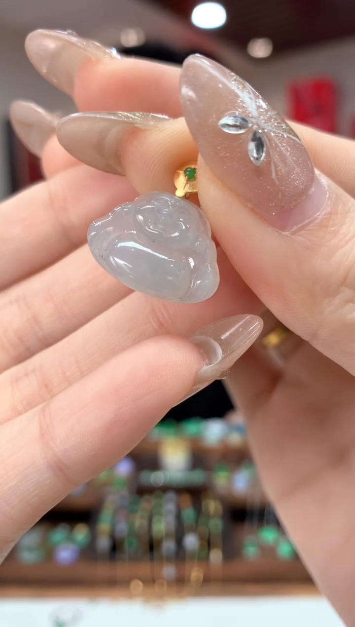 【闪购商品】翡翠吊坠(不含链)18K金镶嵌佛公