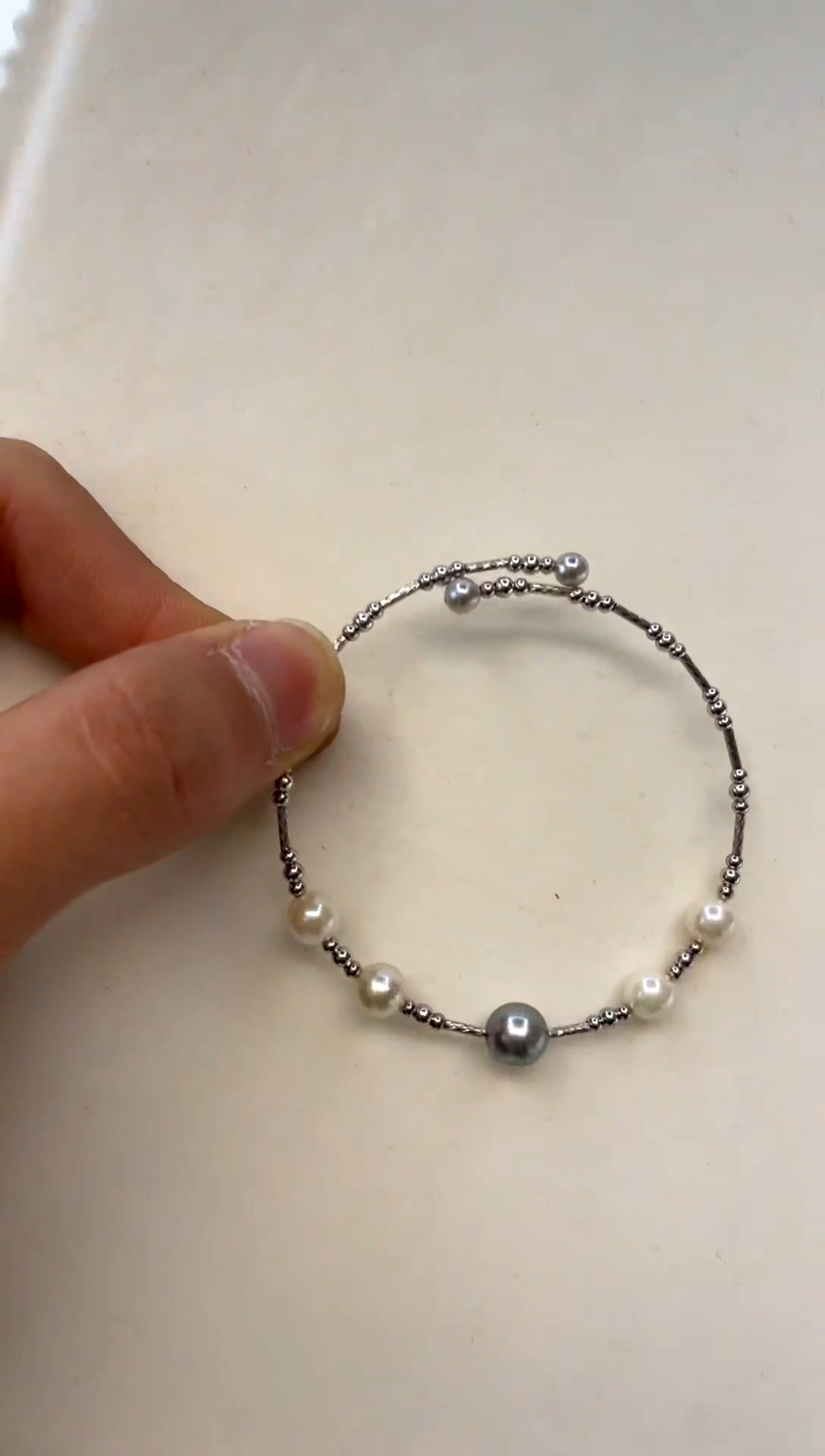 银S925镶嵌手镯海水珍珠 