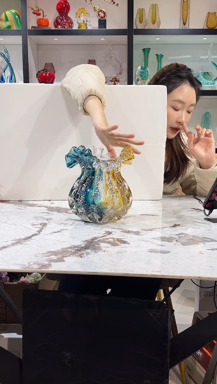 拼色钱袋琉璃花瓶