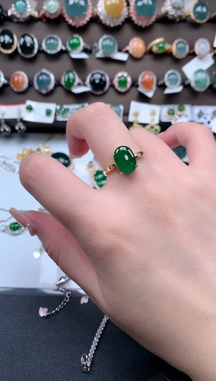 【闪购商品】翡翠戒指银S925镶嵌512124