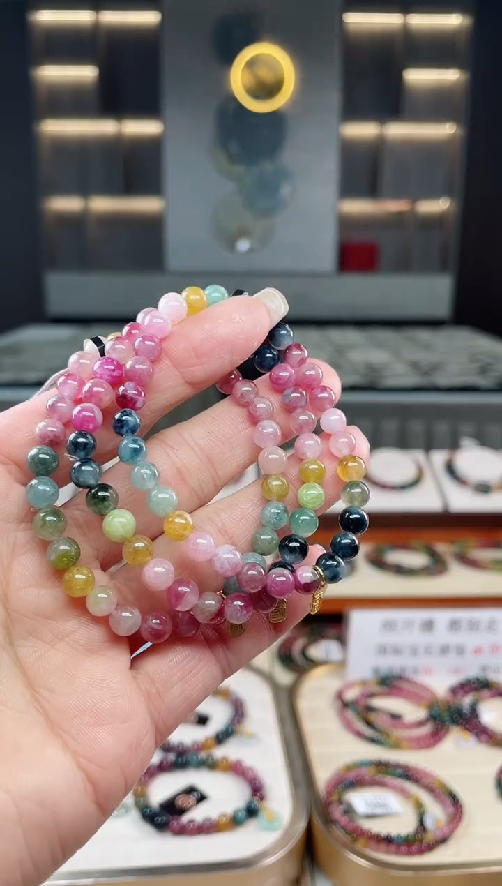 未镶嵌老矿碧玺单圈手串6mm+碧玺（多样性发一条）T