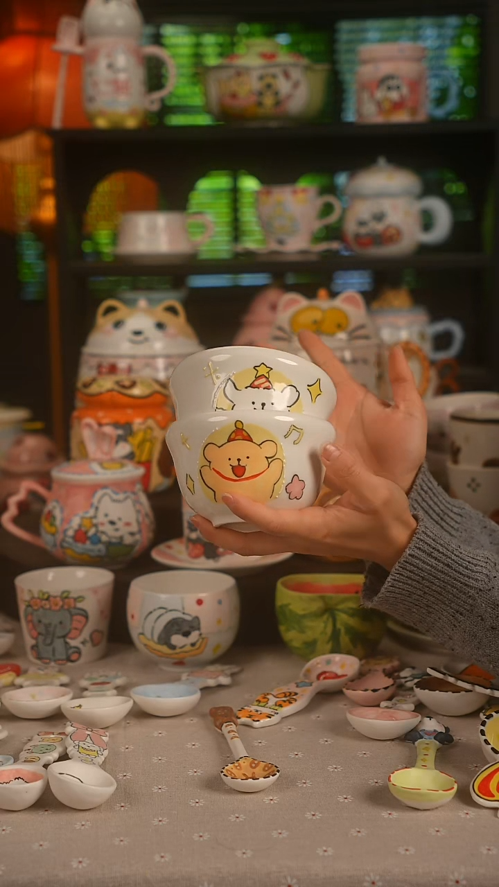 陶瓷无盖款景德镇高温釉下彩纯手绘创意瓷