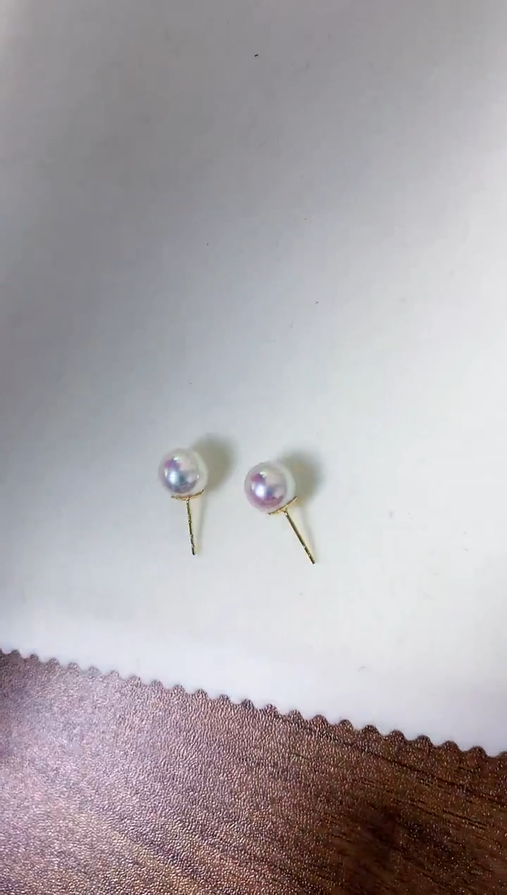 【闪购商品】海水珍珠饰品18K金镶嵌8-8.5素钉定制