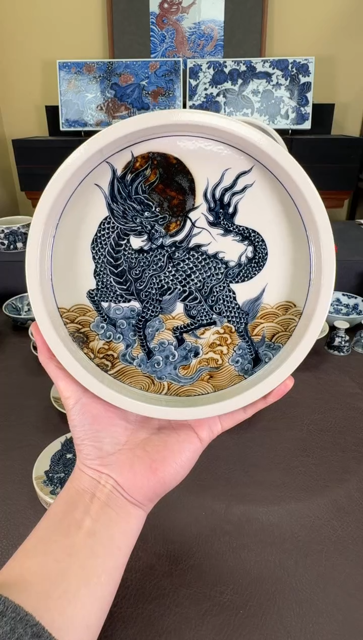 【闪购商品】二号釉麒麟望月壶承