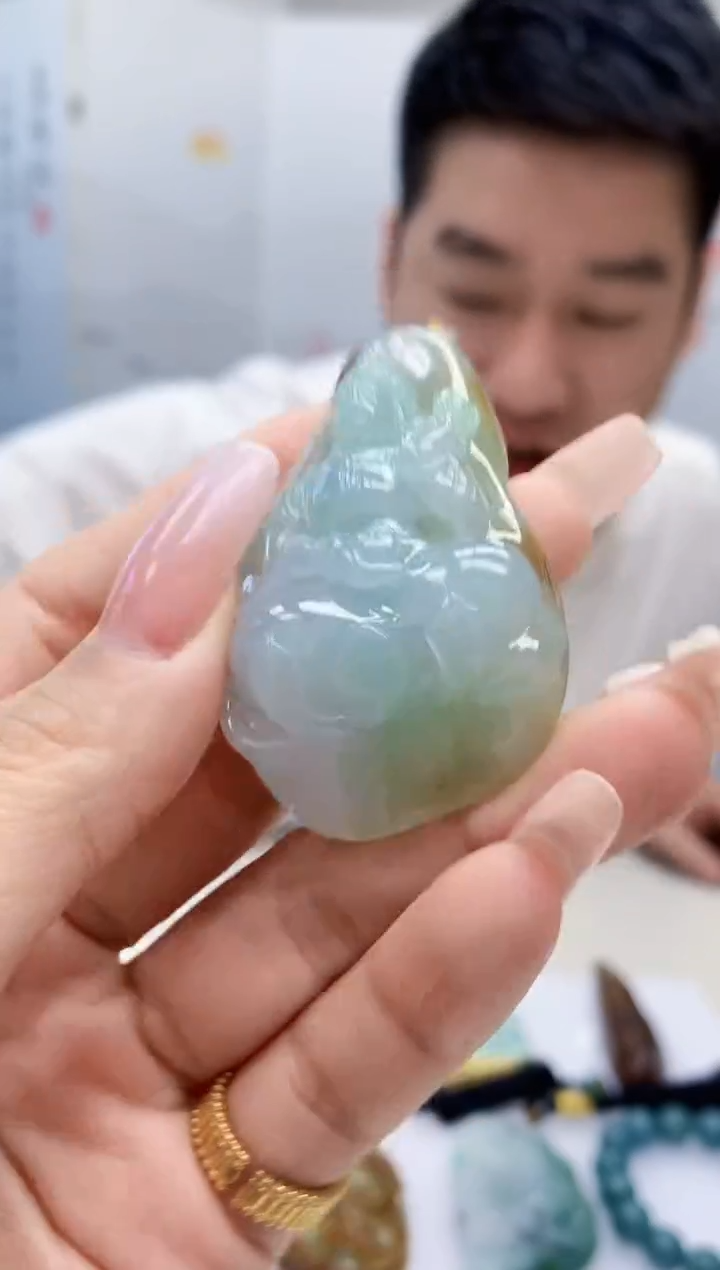 【闪购商品】定制翡翠未镶嵌5028lr-毛货挂件174