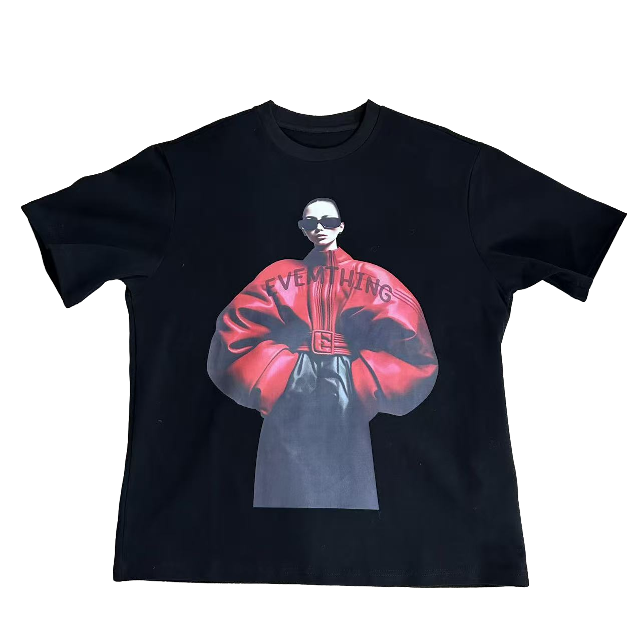 infobyfive2025秋冬新款女人头印花厚款短袖T恤壹NF0512022