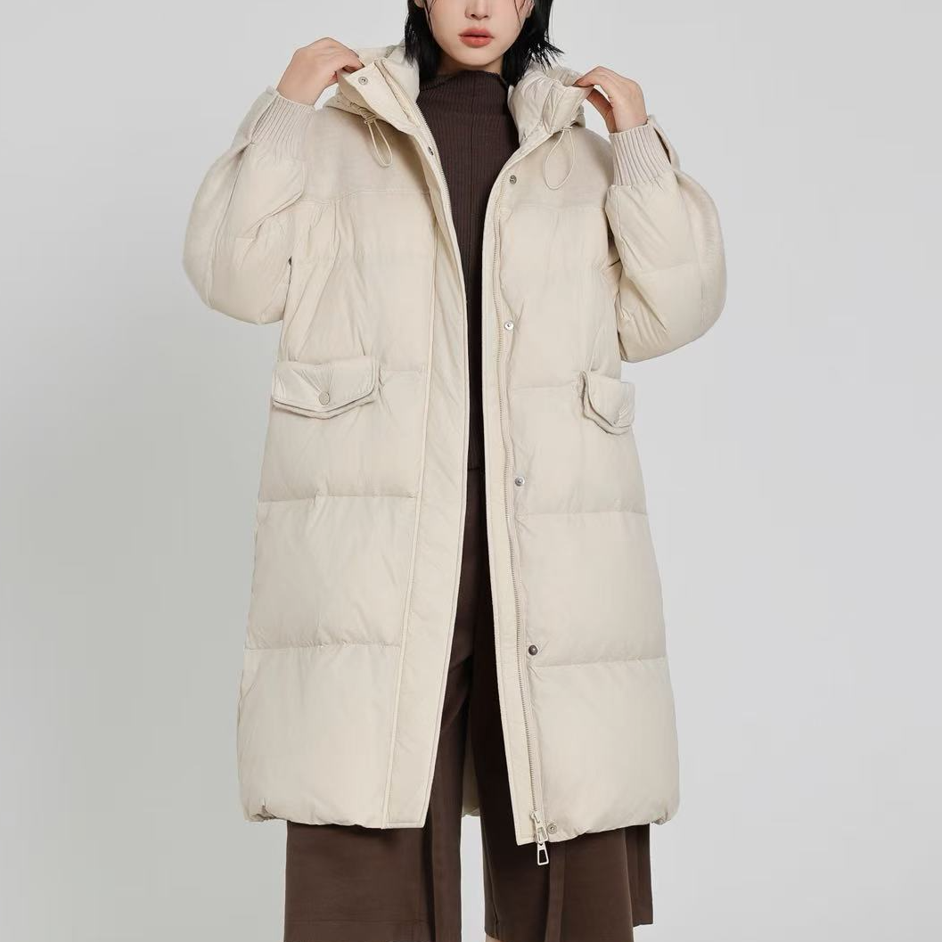 97010 25年秋冬新款长款双面呢拼接羽绒大衣