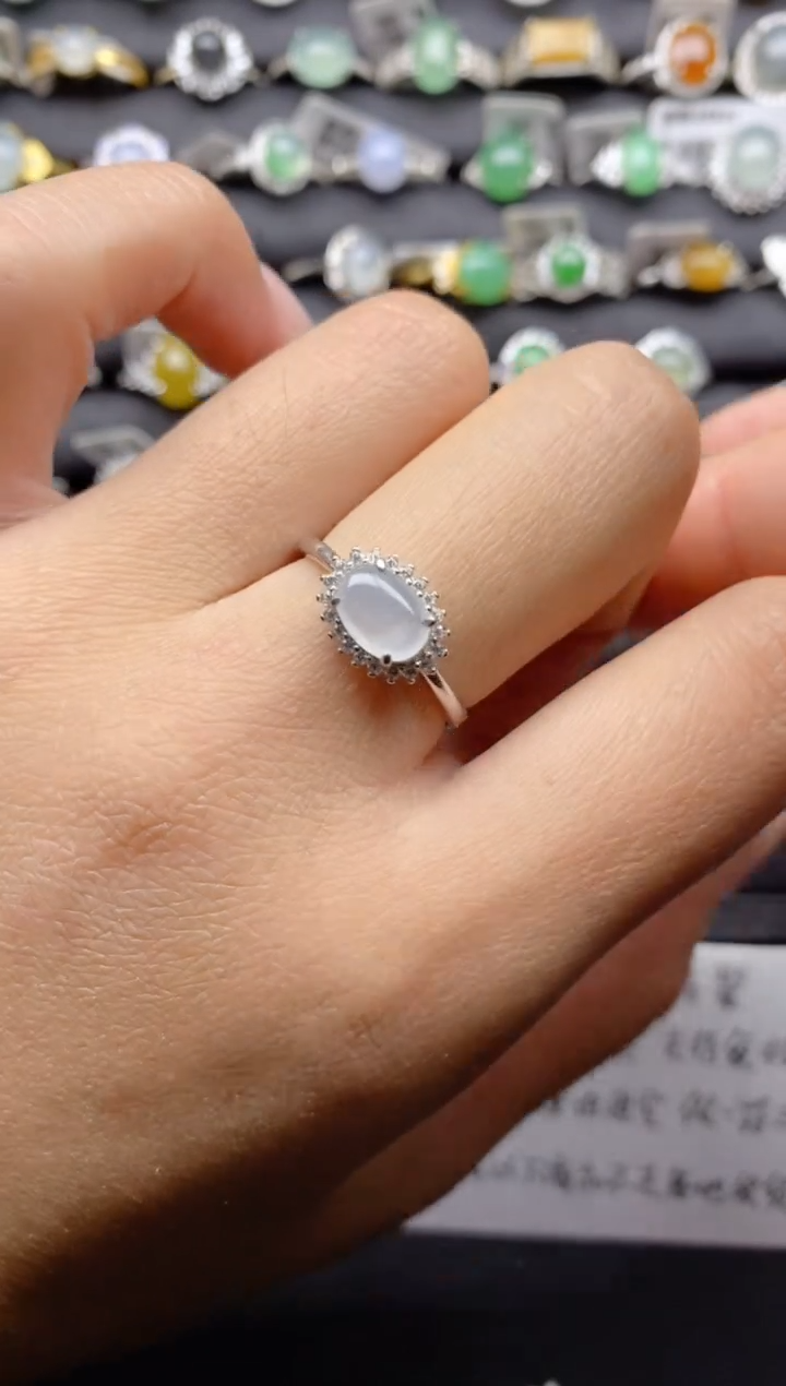 【闪购商品】翡翠戒指银S925镶嵌S925银镶嵌翡翠戒指