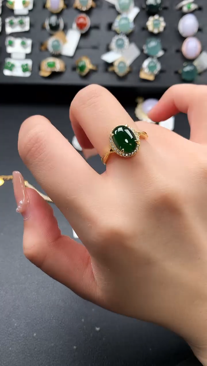 【闪购商品】翡翠戒指银S925镶嵌52141