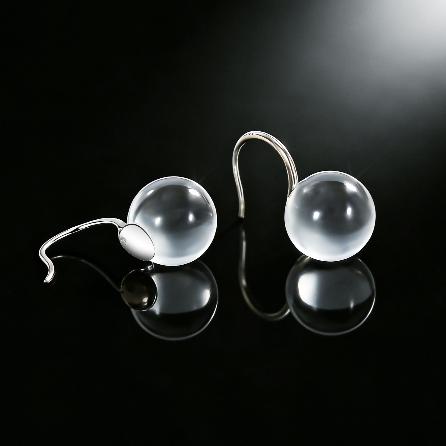 925银耳饰 ——木木（M699）全净透珠珠10毫米高跟鞋耳环