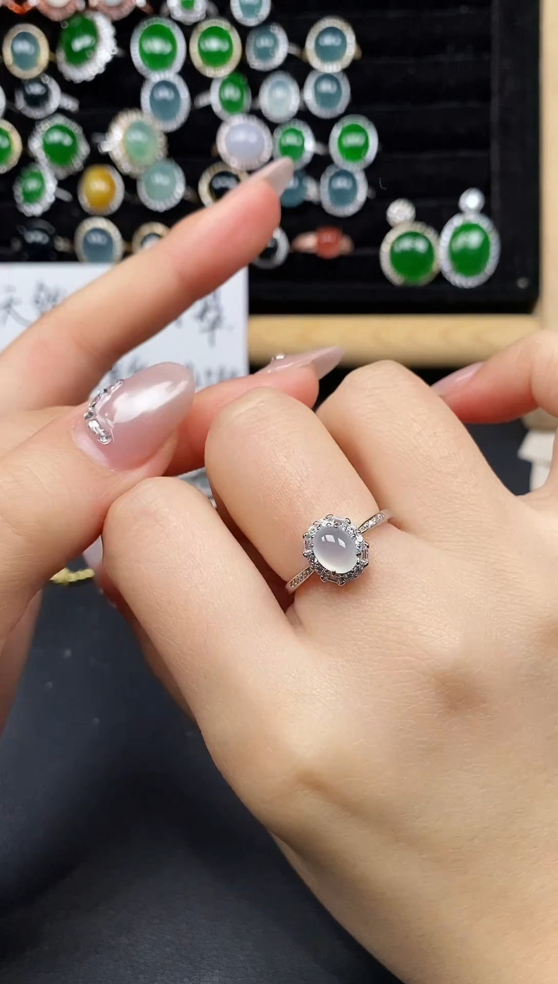 银S925镶嵌戒指翡翠258385