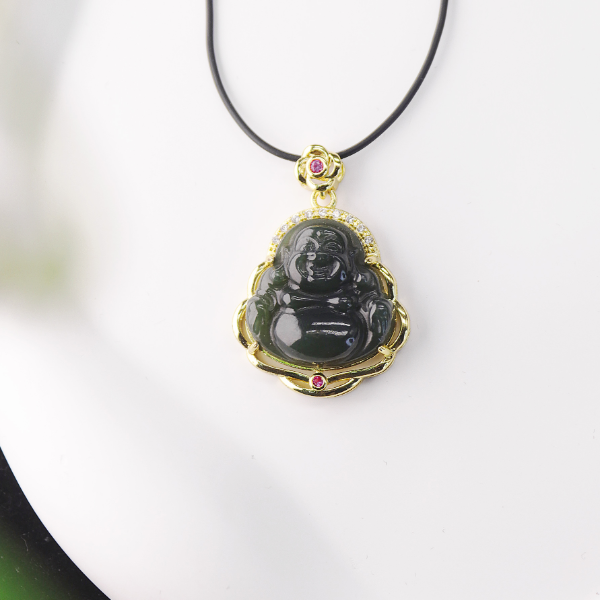 气质时尚佛公女士珠宝镶嵌新疆玉石和田玉精品女款吊坠项坠Y393