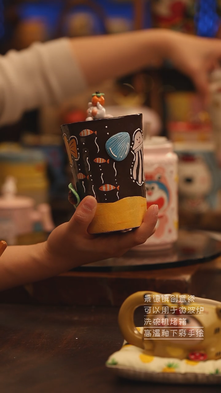 陶瓷景德镇可爱陶瓷釉下彩绘设计师款