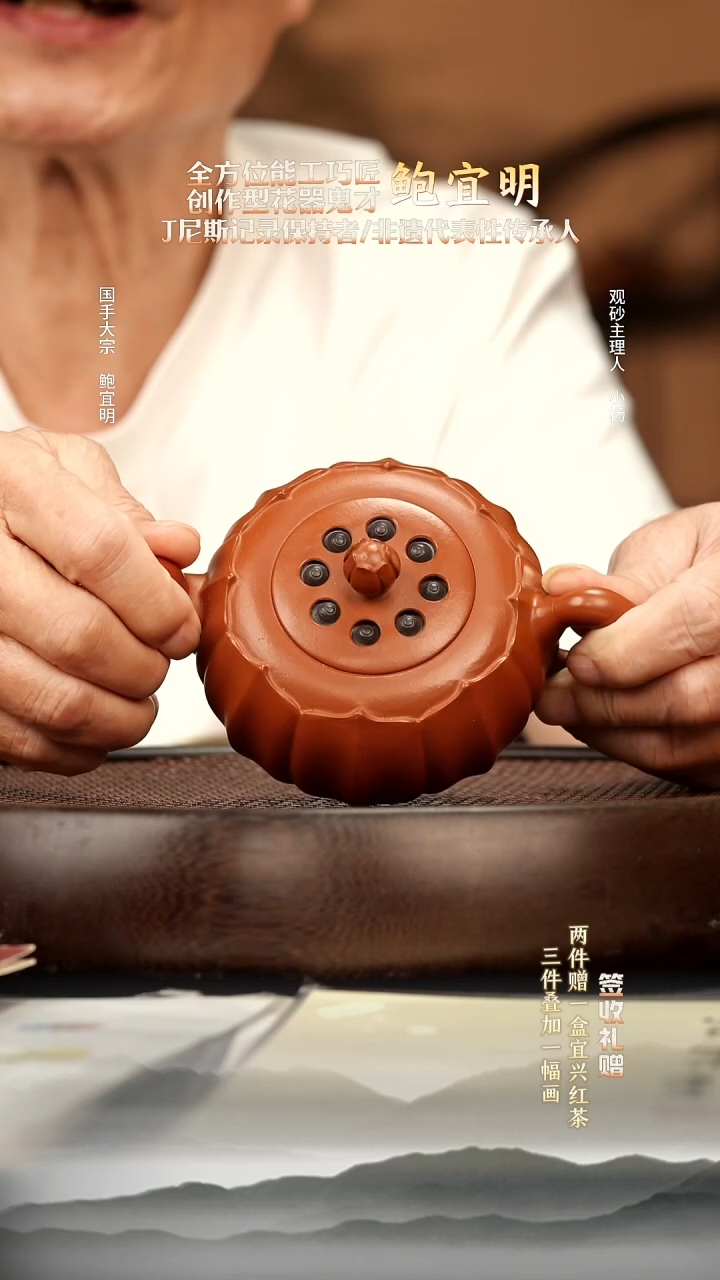 茶壶紫砂52 大红袍 莲蓬 340cc