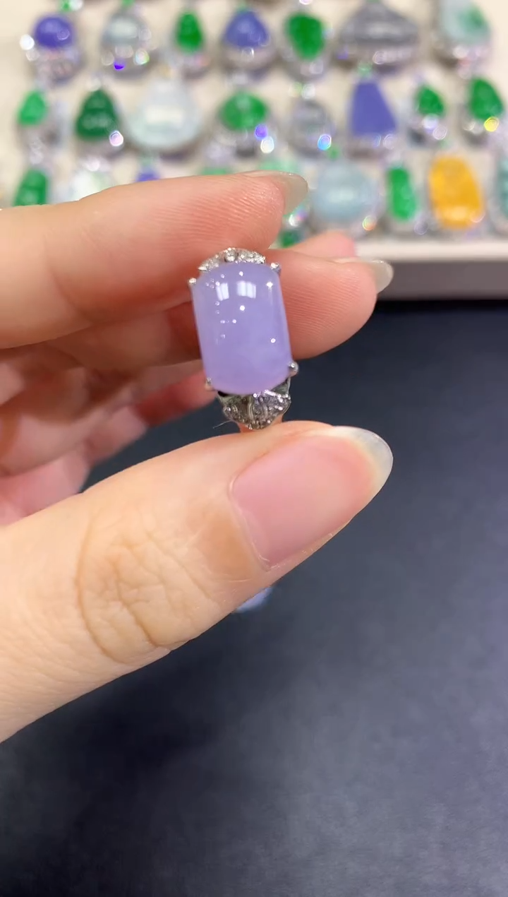 【闪购商品】翡翠戒指18K金镶嵌C17   紫货有色差