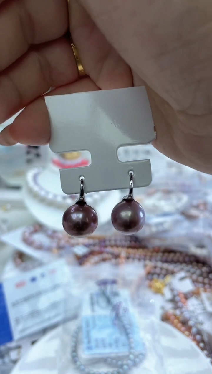 未镶嵌耳饰淡水珍珠紫色系 13mm高跟鞋(多样性发一）