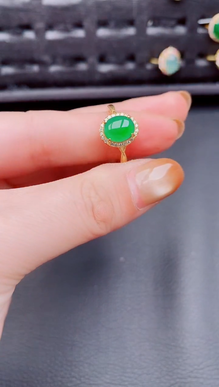 【闪购商品】翡翠戒指银S925镶嵌天然a货翡翠516