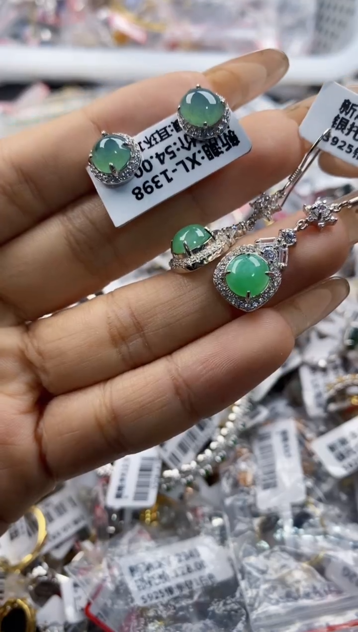 翡翠戒指银S925镶嵌999999   4