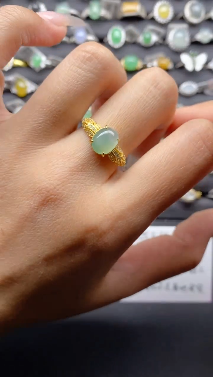 【闪购商品】翡翠戒指银S925镶嵌 S925银镶嵌翡翠戒指