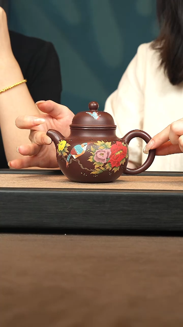 茶壶紫砂【花鸟掇球】